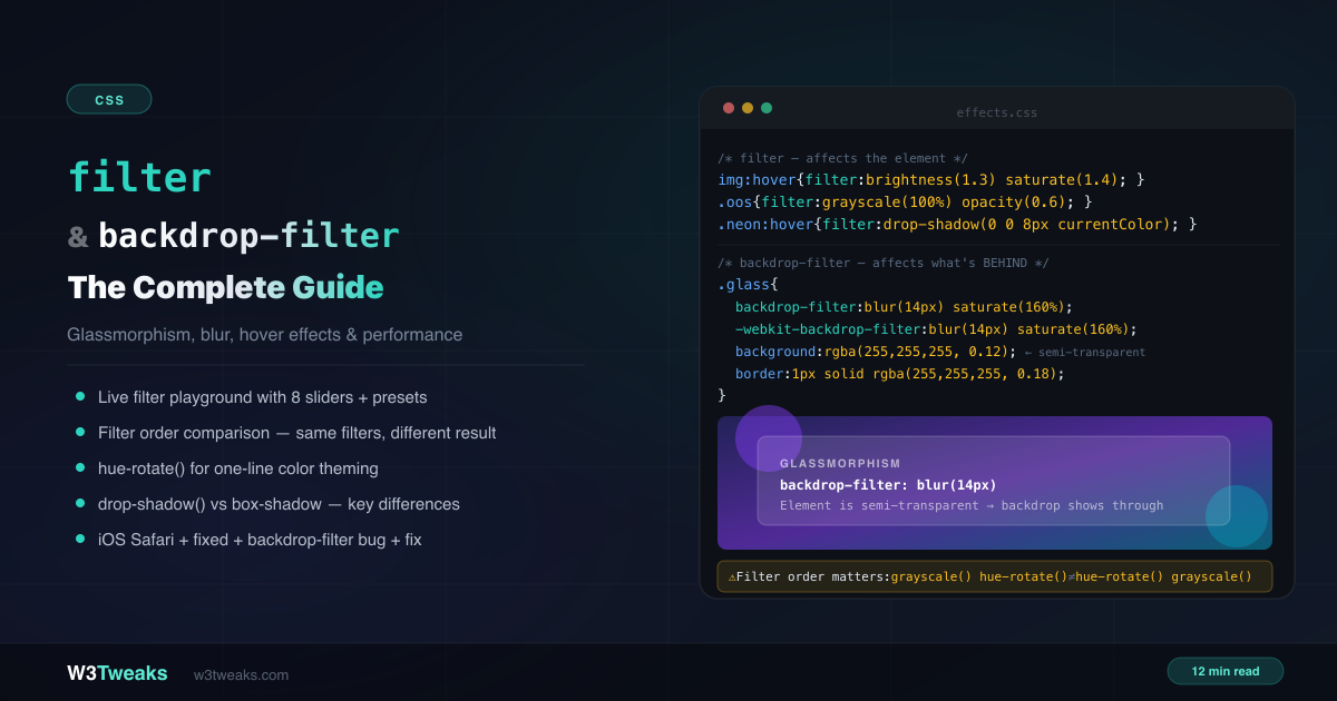 CSS filter & backdrop-filter: The Complete Visual Guide