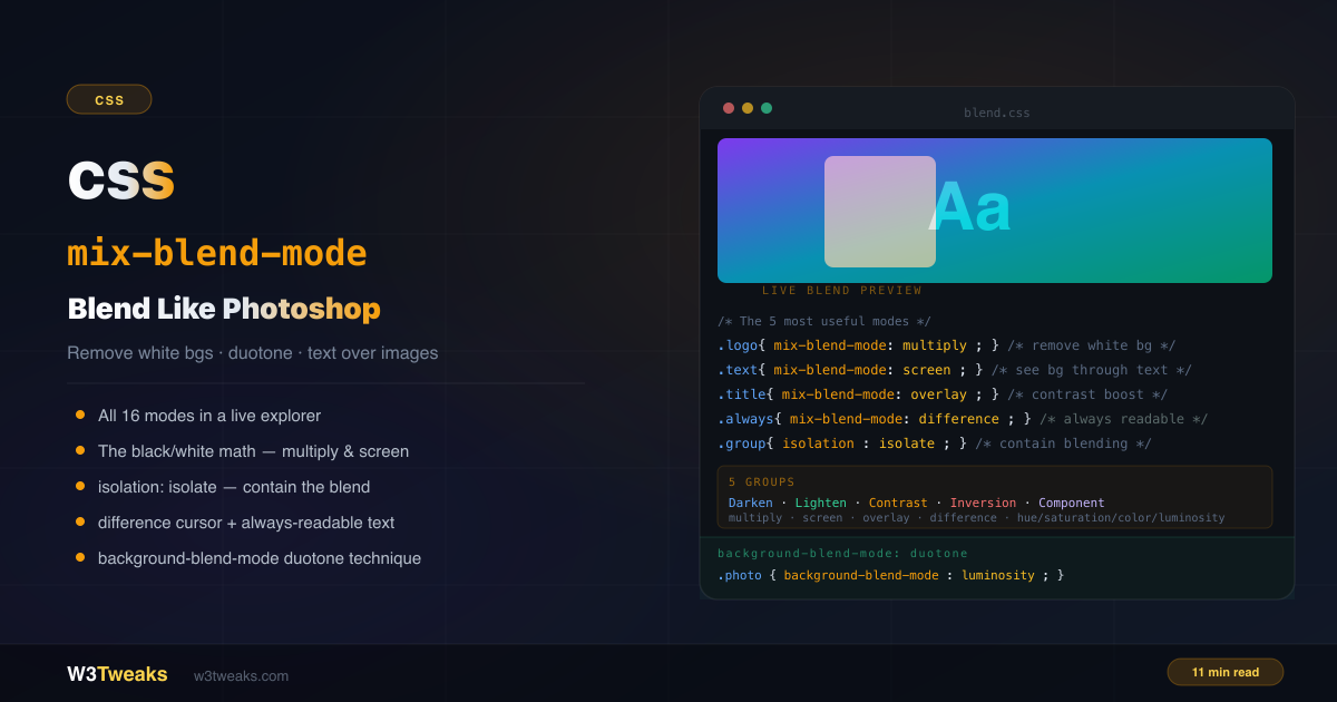 CSS mix-blend-mode: Blend Text, Images & Colors Like Photoshop