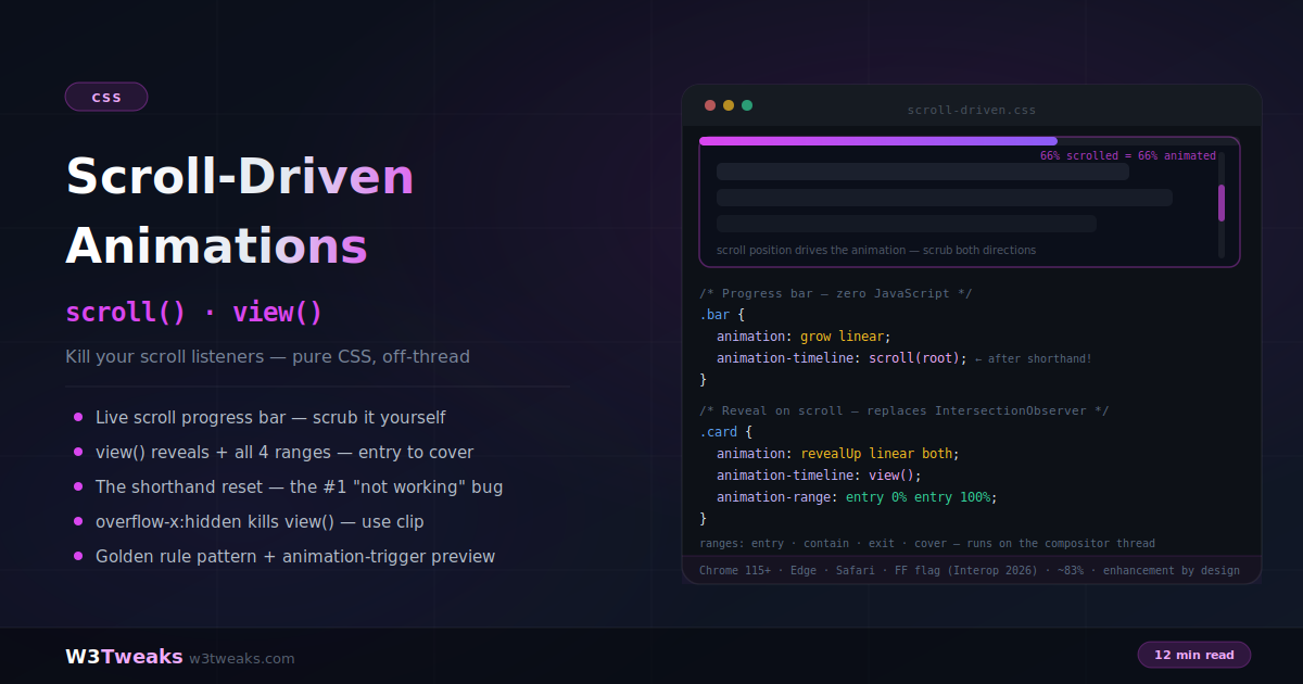 CSS Scroll-Driven Animations: scroll(), view() & Zero JavaScript